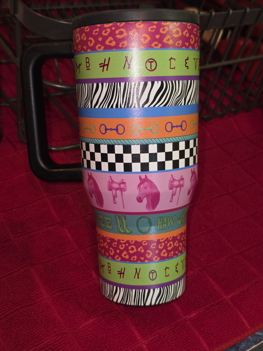 NWOT Multicolor Patterned 40oz. Travel Tumbler - Western Animal Accents